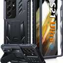 FNTCASE for Samsung Galaxy S21Ultra Case: Military Grade Rugged Cell Phone Cover with Kickstand | Shockproof TPU Protection Bumper Matte Textured Design for Samsung S21 Ultra Cases 6.8 inches (Black)