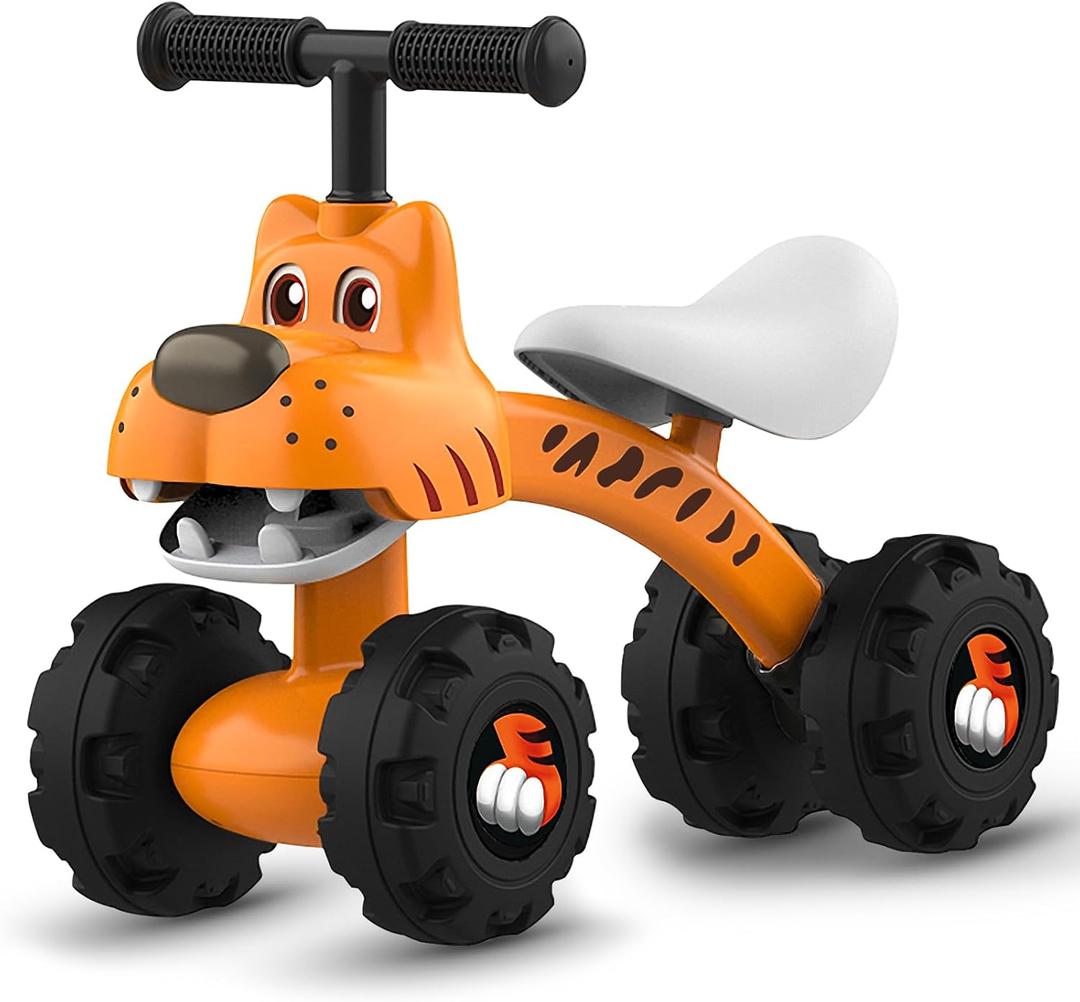 YGJT Baby Balance Bike for 1 Year Old Boy and Girl, Indoor Outdoor Non-Pedal Baby Walker Toys for 10-36 Months Toddlers, Silent Wheels, 1st Birthday Gift, Kids First Bike Tiger, Medium