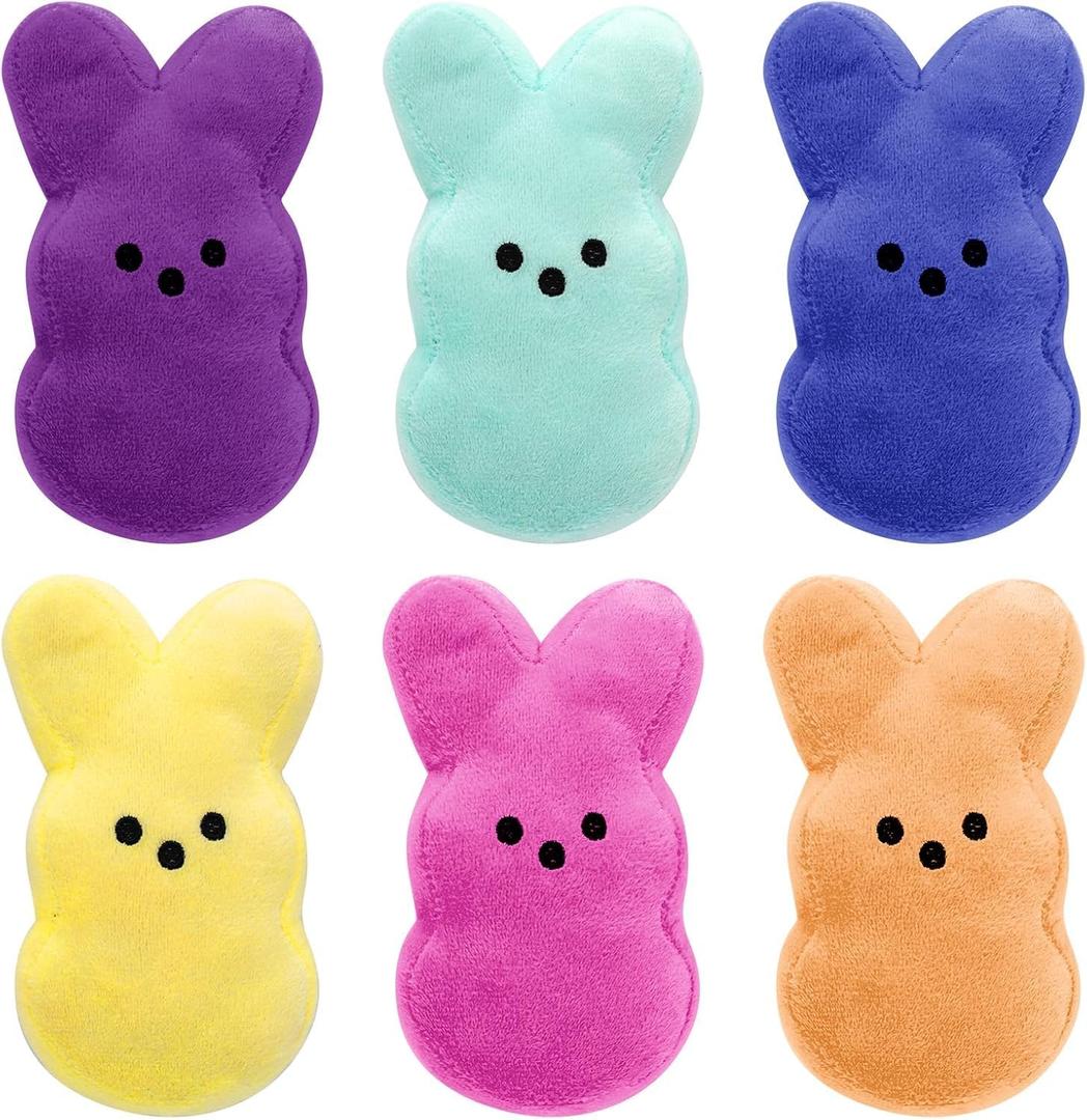 6 Pack Easter Bunny Plush Toys Decorations Cute Animal Bunny Stuffed Doll Easter Party Favor Gifts for Kids.