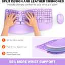 MEETION Ergonomic Wireless Keyboard and Mouse, Curved Keyboard with Vertical Mouse, Split Ergo Keyboard with Wrist Rest, Natural Typing Rechargeable Full Size, Windows/Mac/PC/Laptop, Purple