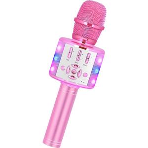 Amazmic Toys for Girls, Kids Karaoke Microphone Toddler Microphone for Kids with Lights, for Girls, Birthday Party Boys Toy Age 3 4 5 6 7 8+(Light Pink