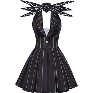 Jack Dress Costume Women's Nightmare Cosplay Black Striped Jack Christmas Dress S