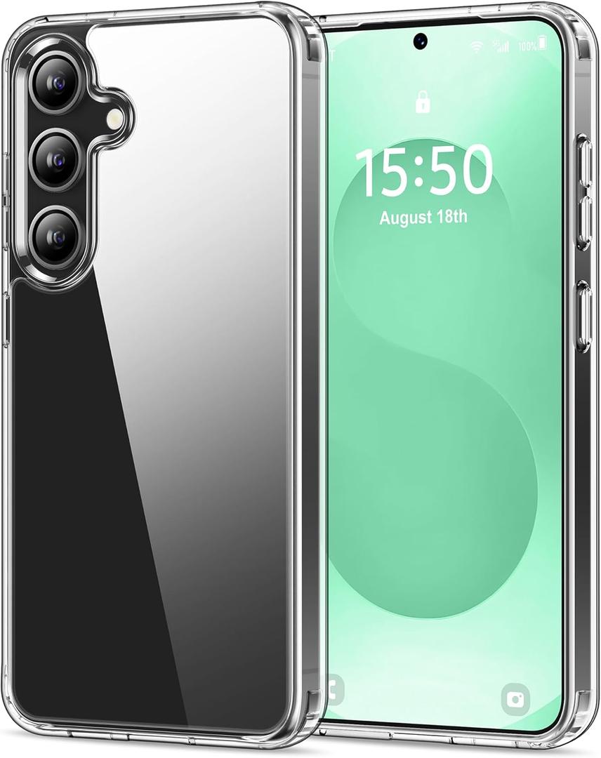 HOOMIL Case for Samsung Galaxy S25 Plus 6.7-Inch, Non-Yellowing, Drop Protection, Anti-Scratch Transparent Hard Back Phone Cover - Crystal Clear