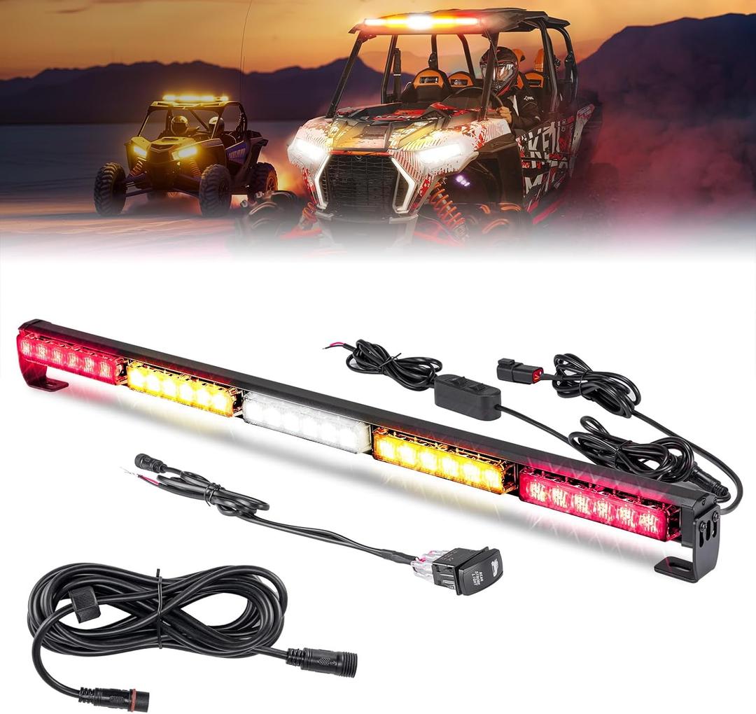 KEMIMOTO 30 inch UTV Chase Light Bar with Extension Harness LED Chase Tail Lights Brake Reverse Turn Signal Kit Compatible with Polaris RZR Ranger General, Can Am X3, Kawasaki, Talon, Trucks, Pickup