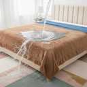 Bedding Aid King Size Waterproof Blanket – Spill-Proof, Water-Resistant Flannel Blanket for Bed, Couch, Kids & Pets Protection, Reversible Cozy Design (Velvet Brown & Twilight Blue, 90x108)