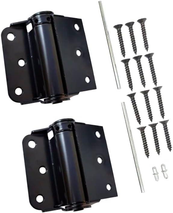 QCAA Adjustable Spring Hinge, Half Surface, 3", Black, 2 Pack(1 Pair), Made in Taiwan