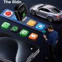 Wireless Carplay Adapter for iPhone Latest Upgrade, Tiny Bluetooth Dongle Convert Wired to Wireless for Apple Car Play Plug & Play, Zero-Lag Auto-Connect GPS Works With 2016+ Cars (Jet Black)