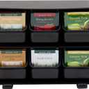 Mind Reader Tea Bag Organizer, Tea Station Organizer, Countertop Storage, Kitchen, Plastic, 10.25"L x 3.25"W x 7.75"H, Black