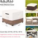 Patio Ottoman Cover Waterproof Heavy Duty Square Outdoor Ottoman Covers, 25W x 25D x 18H Inches Patio Furniture Covering Protector Outdoor Side Table Cover (Beige)