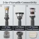 1-1/2" Sink Drain Pipe Kit, Flexible Expandable P Trap, 8"-22", Two 1-1/4" Adapters Included, Versatile Extension Tube for Kitchen Bathroom Washbasin Vanity