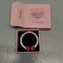 ORIESSE Red Bow Car Accessories,Bow Tie Push Start Button Ring,Bling Girly Bow Car Decor for Women,White Rhinestone Engine Start Button Ignition Ring Charm