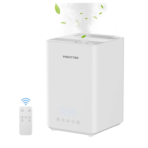 Pokitter Humidifiers for Large Room Home, 5L Warm and Cool Mist Top Fill Essential Oil Diffuser for Baby and Plants, Rapid Humidification, Quiet Sleep Mode - White