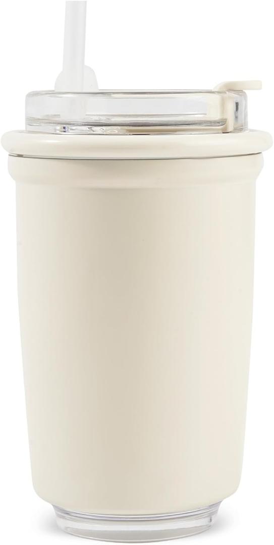 12oz Insulated Tumblers with Straw, Stainless Steel Tumblers Travel Coffee Mug with Lids, Kids Water Bottle for School Boy&Girl, Hot and Cold Drink, BPA-Free, white