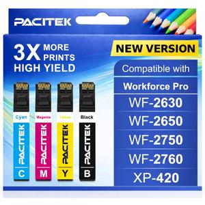 Remanufactured Replacement for 220XL Ink Cartridge Replacement for Epson 220 XL Cartridges for WF-2760 WF-2750 WF-2660 WF-2650 WF-2630 XP-424 XP-420 XP-320 (Black Cyan Magenta Yellow 4 Pack)