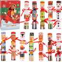 LOKIPA 12 Pack Christmas No Snap Party Table Favors, Christmas Crackers with Prizes Xmas Themed Pattern Party Supplies with Party Hat, Joke & Xmas Gift for Parties, Dinners & Holidays