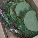 Christmas Pine Placemats Set of 6, Round Artificial Greenery Place Mats Cedar Branch Dining Table Mats with Red Berries for Holiday Table Decorations Kitchen Accessories