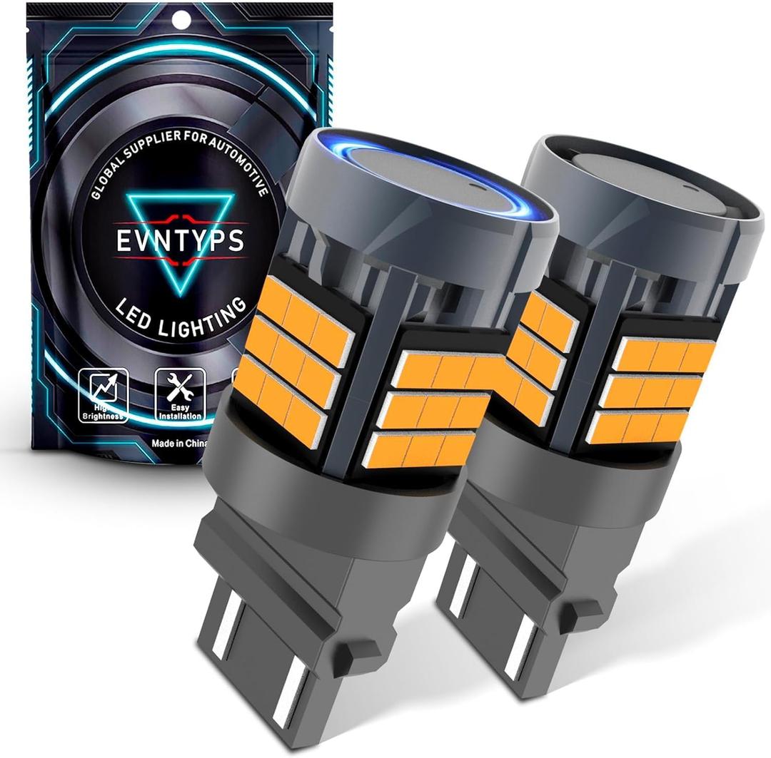 evntyps 3157 LED Turn Signal Bulb Anti Hyper Flash,3057 LED Bulbs With Built in Resistor,3156 LED Amber Yellow CANBUS Error Free,3457a 3457 4157 Front Rear LED Blinker Bulb for Car Trucks(2pcs)