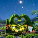 twinbling Garden Gnome Statue Heart-Shaped Moss Covered Outdoor Garden Decor Cute Gnomes Decorations for Home Patio Yard Balcony Lawn Decor Gifts for Mom Woman Grandma Dad