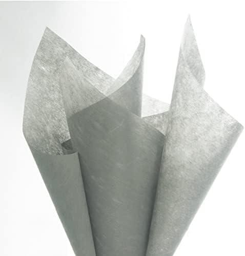 Korean Cotton Wrapping Flower Paper Non-Woven Floral Wrapping Paper 10 Sheets Florist Supplies Waterproof Flower Bouquet Wrapping Paper Floral Supplies for Fresh Flowers, 23.6x23.6 Inch (Grey)