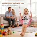 JKsmart Swing Seat for Kids Heavy Duty Rope Play Secure Children Swing Set,Perfect for Indoor,Outdoor,Playground,Home,Tree,with Snap Hooks and Swing Straps,440 lbs Capacity,Pink
