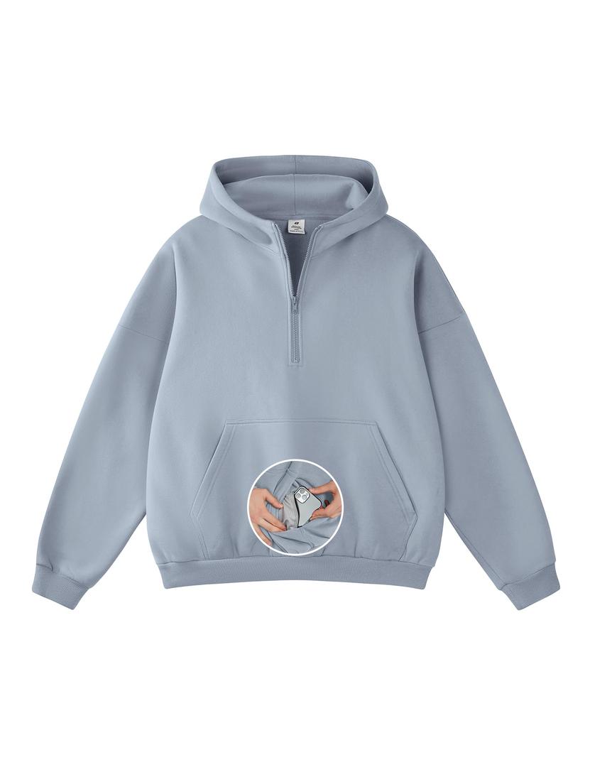 FAIABLE Zip Up Hoodie for Men Oversized Sweatshirts Fleece Quarter Zip Pullover with Zipper Pockets Fall Outfits Casual Comfy Y2k Winter Clothes, Coral Pink, M