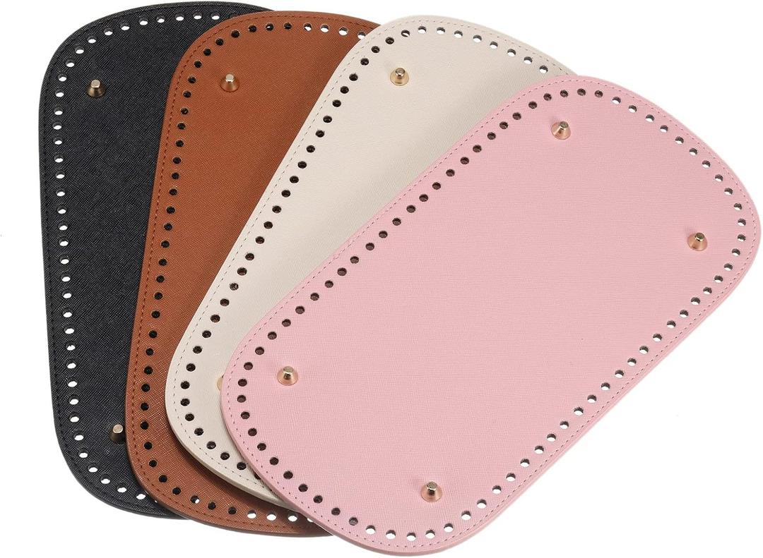uxcell Leather Bag Bottom Shaper, 4Pcs DIY PU Purse Shaper Bag Bottom with Hole 11.8 x 5.9 Inch for Purse DIY Bag Making Accessories - Multicolor (Brown,Pink,Beige,Black)