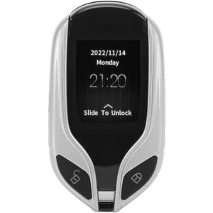 Car Keyless Entry Remote Control, LCD Screen Smart Key Universal Remote Car Key with One Button Start Long Standby Time PKE Keyless Entry System Car Key Fob for All (Silver)