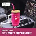 WINSA Glass Tumbler with Straw and Lid, 40 oz glass cup with handle, Glass Water Bottles with Time Marker, Silicone Protective Sleeve-Rose Red