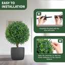 25" Artificial Boxwood Topiary Ball Tree with Ground Plugs [Set of 2] UV Protected Artificial Shrubs, Fake Evergreen Artificial Plants for Indoor and Outdoor Porch Garden