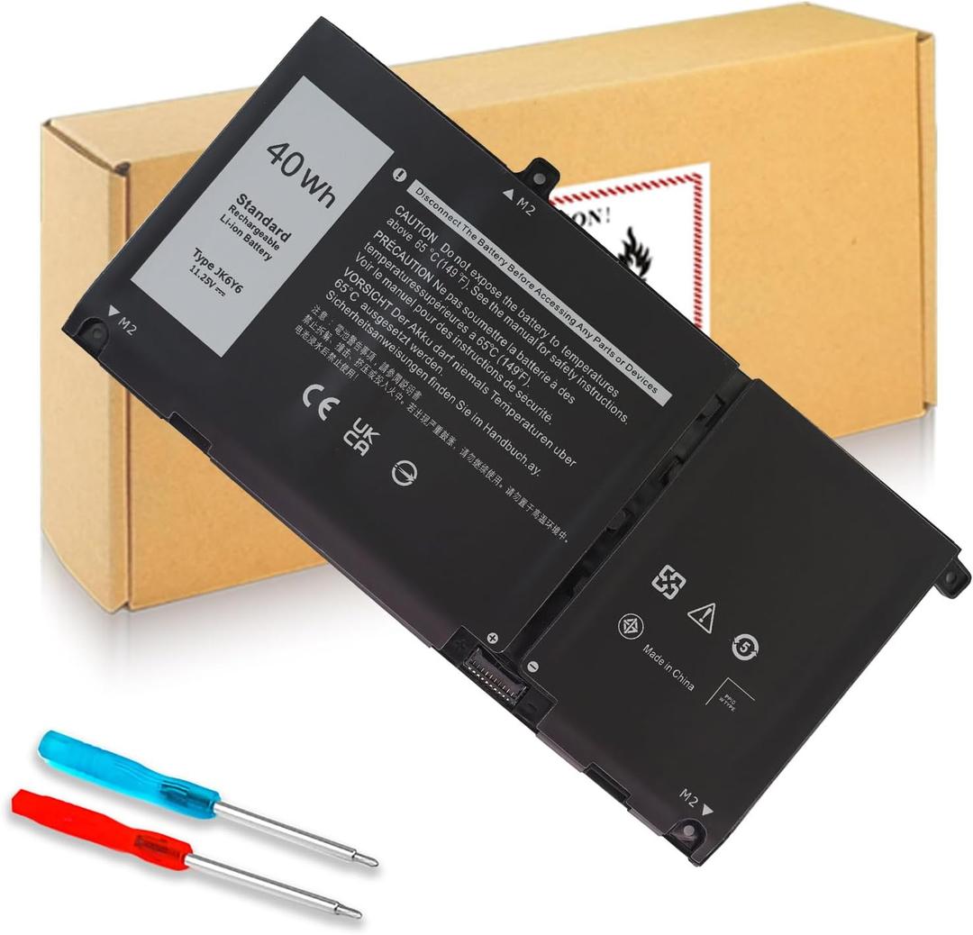 40Wh Type JK6Y6 Battery for Dell Inspiron 14 5000 5300 5301 5401 5402 5408 5409 5501 5508 5509 5400 5406 7405 7300 7306 7500 7506 2-in-1 Silver Series Latitude 3410 3510 Vostro 5301 5401 5501 P102F