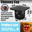 Chimney Cap 8" x 8" Chimney Cover Fireplace Chimney Caps All Weather Chimney Covers Adjustable Bottom and Side Mount Suitable for Outside Existing Clay Flue Tile Sizes Galvanized Steel Black