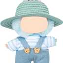 2 x Clothes for Labubu (NO Doll), 17CM Dolls Clothes, Dolls Outfit with Accessories, 3 Piece Set Hat Clothing, Boys and Girls Stylish Adorable Doll Clothes Accessories (Blue)