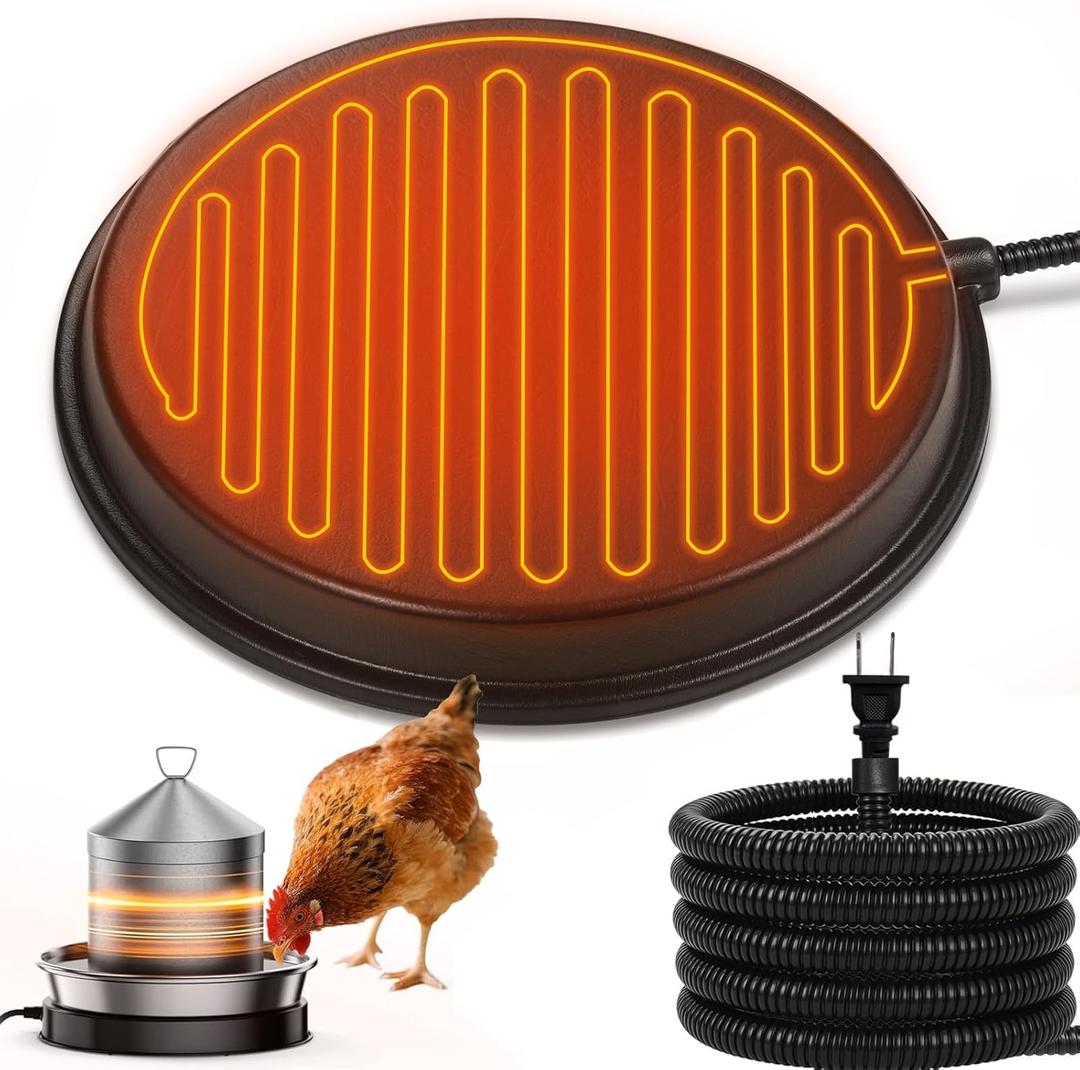 Poultry Chicken Water Heater - KOKOPRO Poultry Water Heater Base for Winter,14 Inch for Plastic/Metal Poultry Waterer,Thermostatically Controlled Heated Waterer 80W,Chicken Coop Accessories