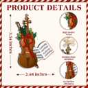 2 x Miniature Violin Christmas Ornament  Holiday Music Wooden Ornaments Home Decor, Vintage Musical Instrument Gift for Violinists, Violists, Music Lovers & Violin Teachers