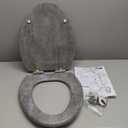 Toilet Seat, Slow Close, Premium Moulded Wood, Quick Release, Slate Marble Look, PIKLiDS, Laminated Woodgrain Finish (Round)