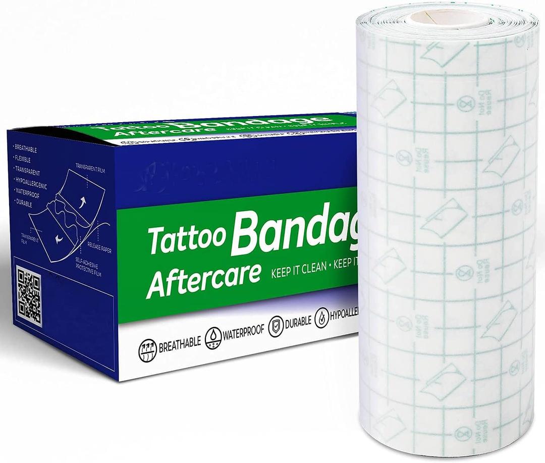 HealexVazzin Tattoo Aftercare Bandage - Waterproof & Protective Tattoo Bandages - Disposable Clear Adhesive & Flexible Tattoo Film Dressing Protect and Heal Your Tattoo (6 inches x 6.5 Yards), Pack Of 1