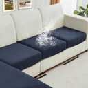 NAISI Waterproof Couch Cushion Covers Thick Velvet Fabric Washable Sofa Slipcovers 3 Pieces Individual Sectional Couch Covers with Elastic Bottom(3 Pcs for 3-Seat or Backrest, Navy)