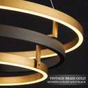 3 Ring LED Chandelier Black Gold Chandelier Light Fixture Dimmable Round Foyer Chandeliers Modern Circular Chandeliers Light for Dining Room Entry Bedroom Office Living Room 24in