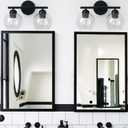 Black Bathroom Light Fixtures, 2 Light Bathroom Vanity Light with Globe Glass Shades, Modern Farmhouse Vanity Lights Over Mirror, Matte Black Wall Lights for Bedroom Restroom, E26 Socket