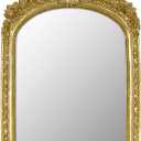Small Decorative Arched Mirror, Gold Resin Frame, 6.8 x 10 inches, Wall Mounted or Tabletop (Gold, 6.8 X 10 inches)