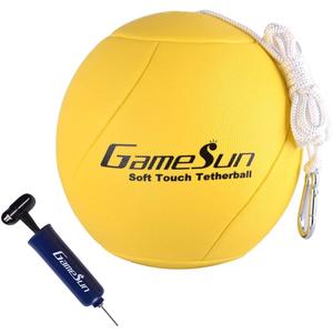 Tetherball and Rope,Full-Size Soft Touch, Portable Tetherballs with Soft Rope - Great Outdoor Game for Kids (Yellow)