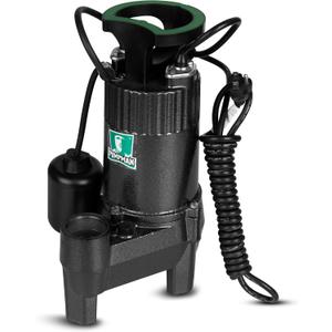 1/3HP Submersible Sewage Effluent Pump, Cast Iron Construction Utility Pump, 23FT 3300 GPH Automatic Float Switch, Sump Pump for Basement, Residential Sewage,120V