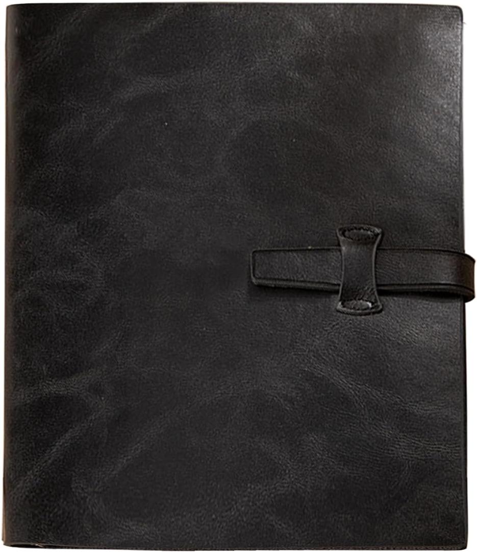 Photo Album 4x6 200 Photos, Genuine Leather Albums Page Refillable with 30 Pieces Writing Paper, Best Gift for Travel Wedding Kids Graduation Baby Picture Album Scrapbook (Black)