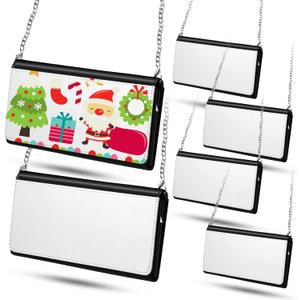 LEIFIDE Sublimation Blank Wallet for Women Heat Transfer DIY Pattern White 5 Mezzanine Purse Makeup Bag with Chain