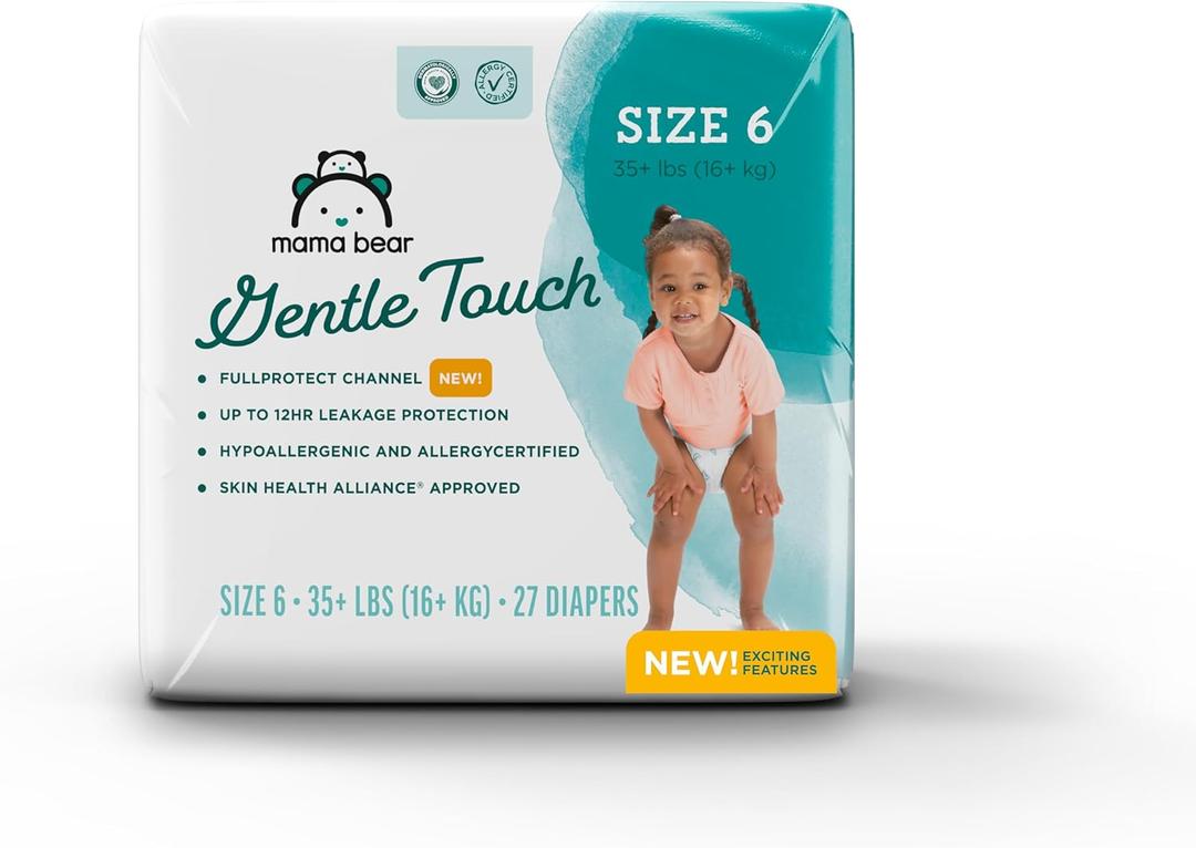 Amazon Brand - Mama Bear Gentle Touch Diapers, Size 6, 27 Count