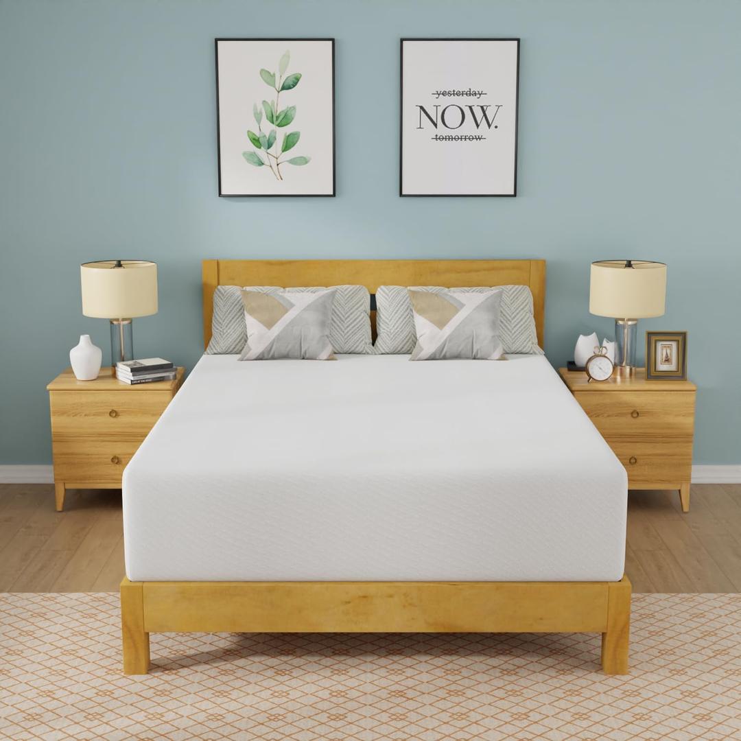 FDW 14 inch Gel Memory Foam Mattress Medium Firm Mattresses for Cool Sleep Relieving No Fiberglass CertiPUR-US Certified Mattress in a Box,Queen (White)