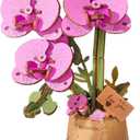 rowood 3D Wooden Puzzles for Adults,DIY Artifical Flower Botanical Collection Building Craft Kit,Mother's Day/Valentine's Day/Teacher's Day Purple Moth Orchid