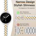 Melyis Slim Metal Band Fits Samsung Galaxy Watch 8 Band 40mm 44mm/Galaxy Watch 8 Classic 46mm, Stainless Steel Galaxy Watch 8 Band Women, Thin Bangle Bracelet for Samsung Watch 8 Bands, Silver&Gold