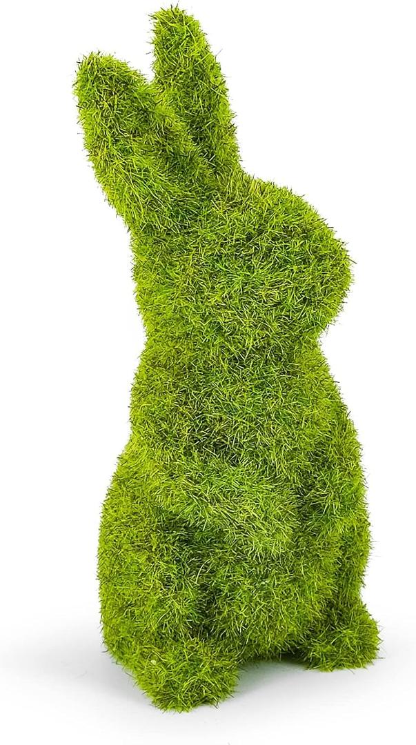 Decorative Decorations for Easter Bunny Gifts, Moss Green Flocking Sculpture, Garden Courtyard Family Gathering Celebration Decorations (9.5in Standing Rabbit)