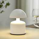 Modern Mushroom Small Table Lamp - Cordless Touch LED Desk Lamps, 3-Way Dimmable Bedside Nightstand Lamps Mini Rechargeable Night Light for Bedroom, Living Room, Home Decor & Gift (White)